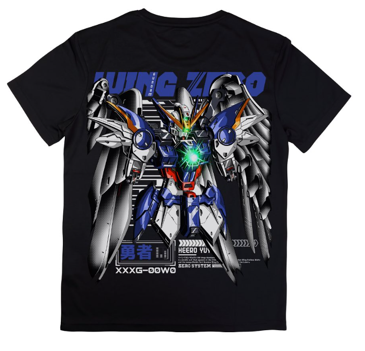 Wing Gundam Zero Custom - White Reflection T-Shirt